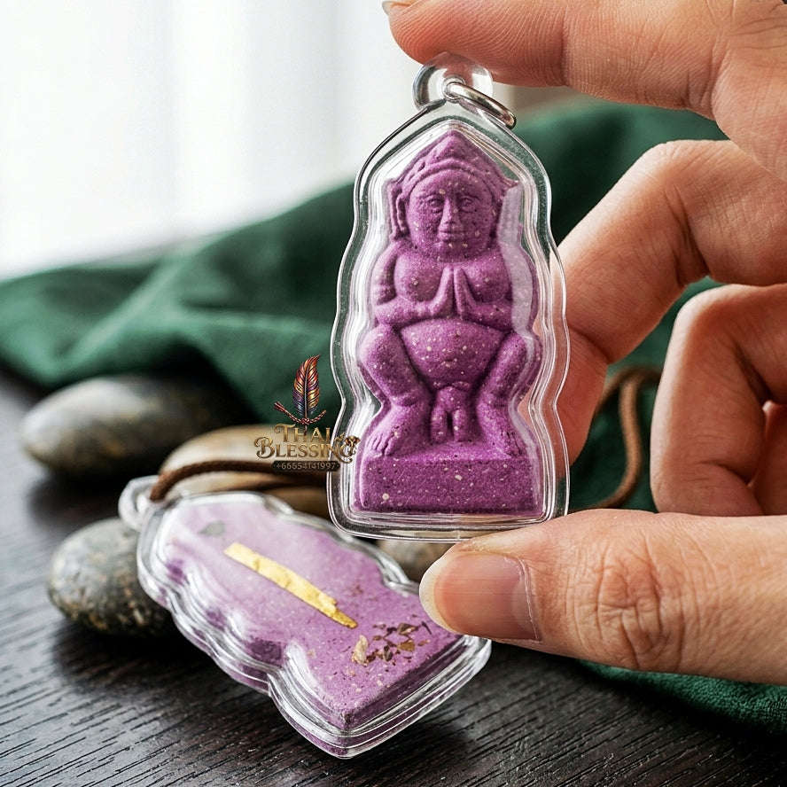 Mae Nang Phim Thai Amulet Protection talisman good luck charm spiritual jewelry Sacred Mae Nang Phim Mother Spirit Deity Purple Itthaje Charm Powder