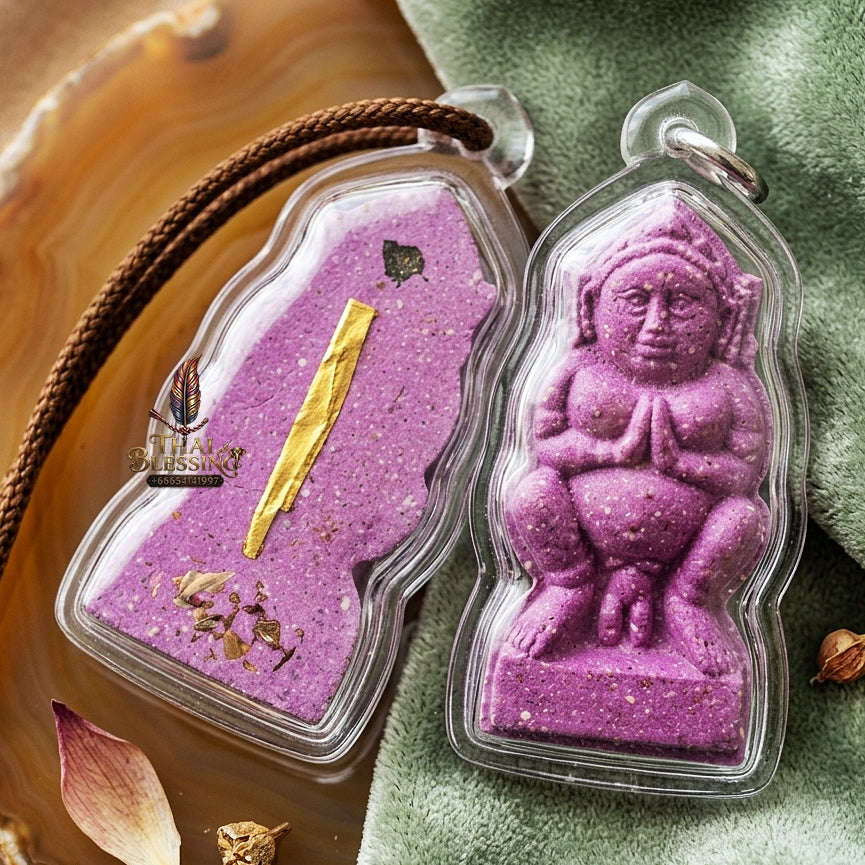 Mae Nang Phim Thai Amulet Protection talisman good luck charm spiritual jewelry Sacred Mae Nang Phim Mother Spirit Deity Purple Itthaje Charm Powder