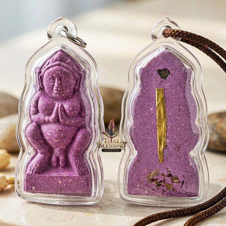 Mae Nang Phim Thai Amulet Protection talisman good luck charm spiritual jewelry Sacred Mae Nang Phim Mother Spirit Deity Purple Itthaje Charm Powder