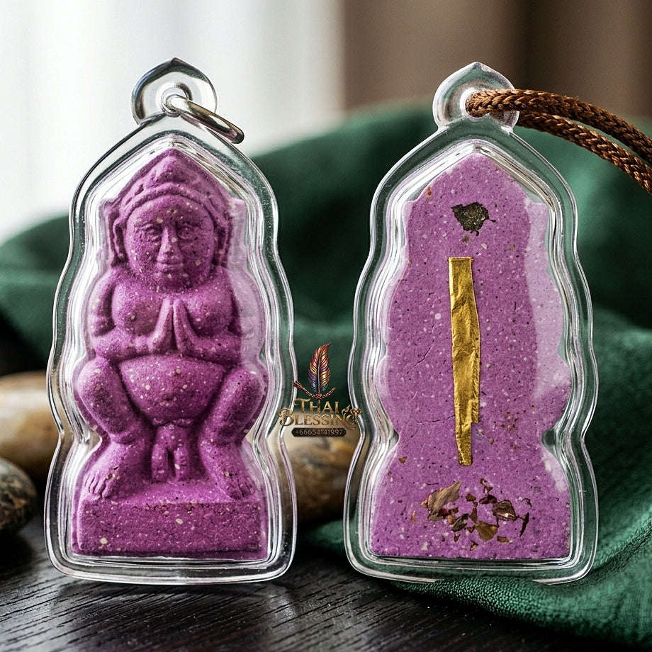 Mae Nang Phim Thai Amulet Protection talisman good luck charm spiritual jewelry Sacred Mae Nang Phim Mother Spirit Deity Purple Itthaje Charm Powder