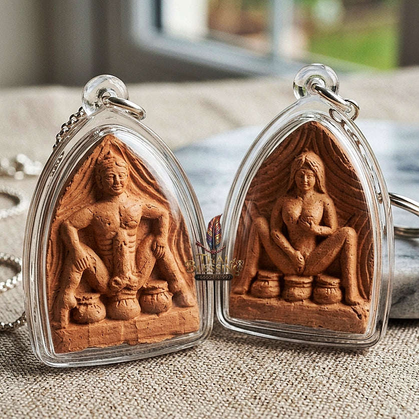 Mae Per and Pho Ngat Pendant Thai Amulet Protection talisman good luck charm spiritual jewelry Dual Yin-Yang Magnetism & Hypnotic Attraction Energy Thai Blessing Co By RURUECHA