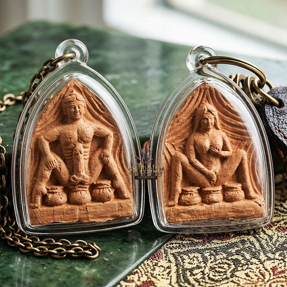 Mae Per and Pho Ngat Pendant Thai Amulet Protection talisman good luck charm spiritual jewelry Dual Yin-Yang Magnetism & Hypnotic Attraction Energy Thai Blessing Co By RURUECHA