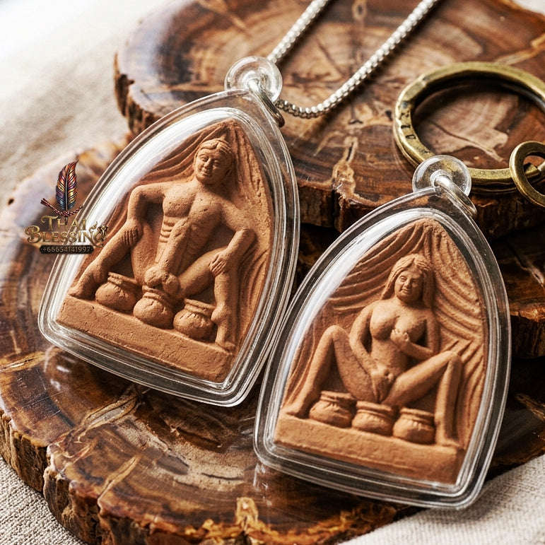 Mae Per and Pho Ngat Pendant Thai Amulet Protection talisman good luck charm spiritual jewelry Dual Yin-Yang Magnetism & Hypnotic Attraction Energy Thai Blessing Co By RURUECHA
