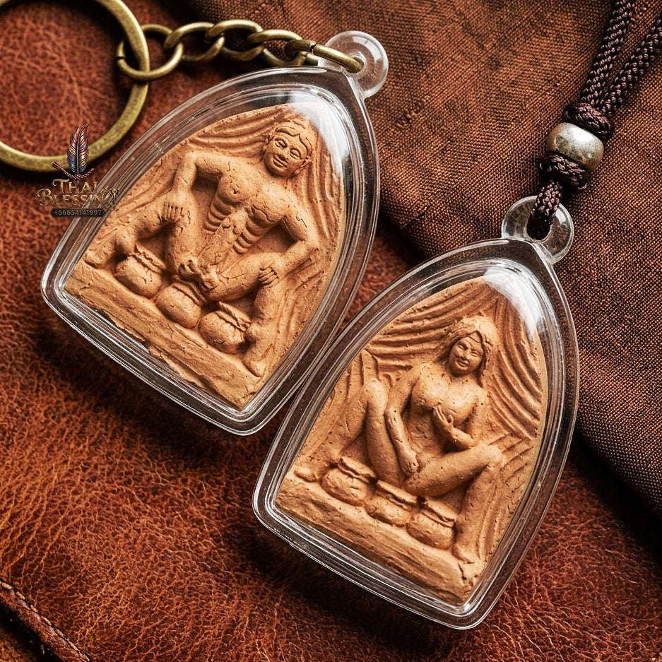 Mae Per and Pho Ngat Pendant Thai Amulet Protection talisman good luck charm spiritual jewelry Dual Yin-Yang Magnetism & Hypnotic Attraction Energy Thai Blessing Co By RURUECHA