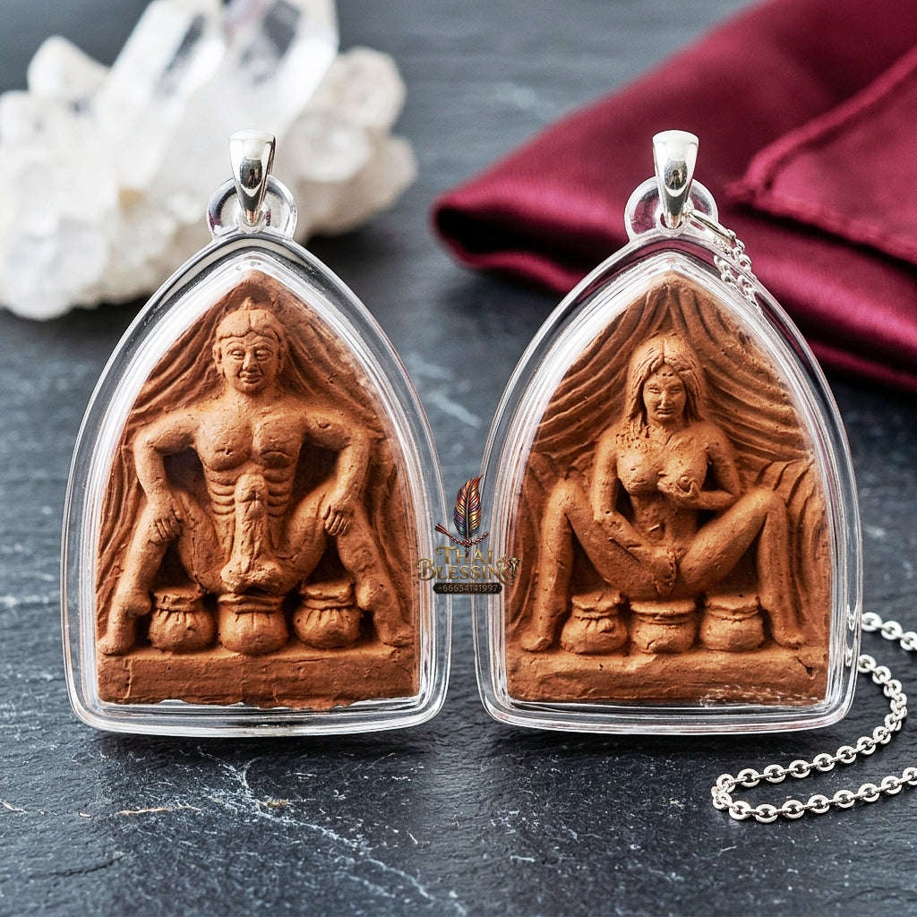 Mae Per and Pho Ngat Pendant Thai Amulet Protection talisman good luck charm spiritual jewelry Dual Yin-Yang Magnetism & Hypnotic Attraction Energy Thai Blessing Co By RURUECHA