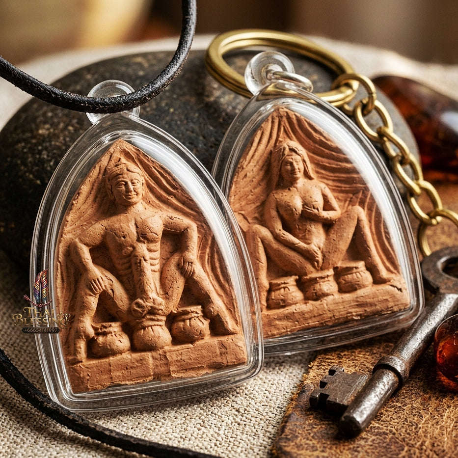 Mae Per and Pho Ngat Pendant Thai Amulet Protection talisman good luck charm spiritual jewelry Dual Yin-Yang Magnetism & Hypnotic Attraction Energy Thai Blessing Co By RURUECHA