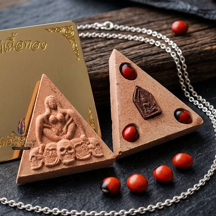 Mae Per Thai Amulet Protection talisman good luck charm spiritual Charm Embedded Khun Phaen Relic Pink Sacred Charm Herb Thai Blessing Co By RURUECHA