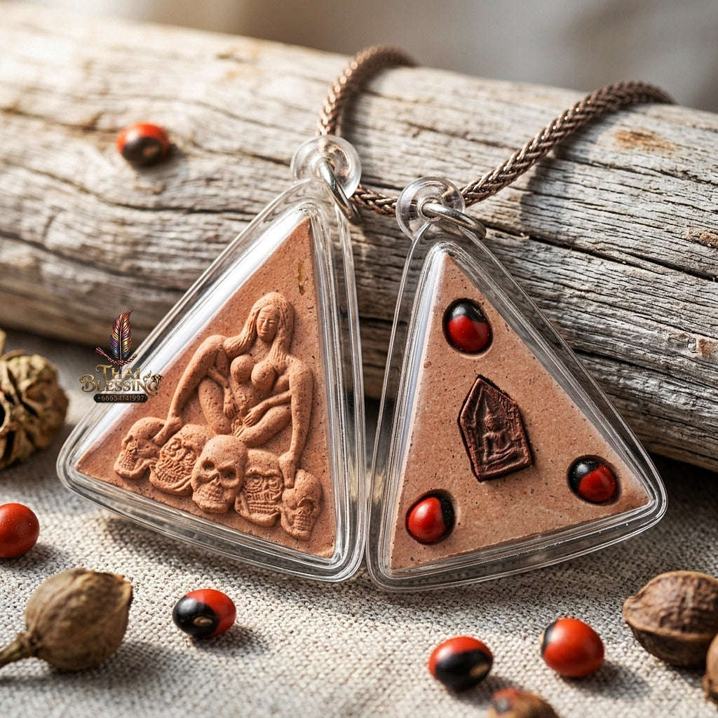 Mae Per Thai Amulet Protection talisman good luck charm spiritual Charm Embedded Khun Phaen Relic Pink Sacred Charm Herb Thai Blessing Co By RURUECHA