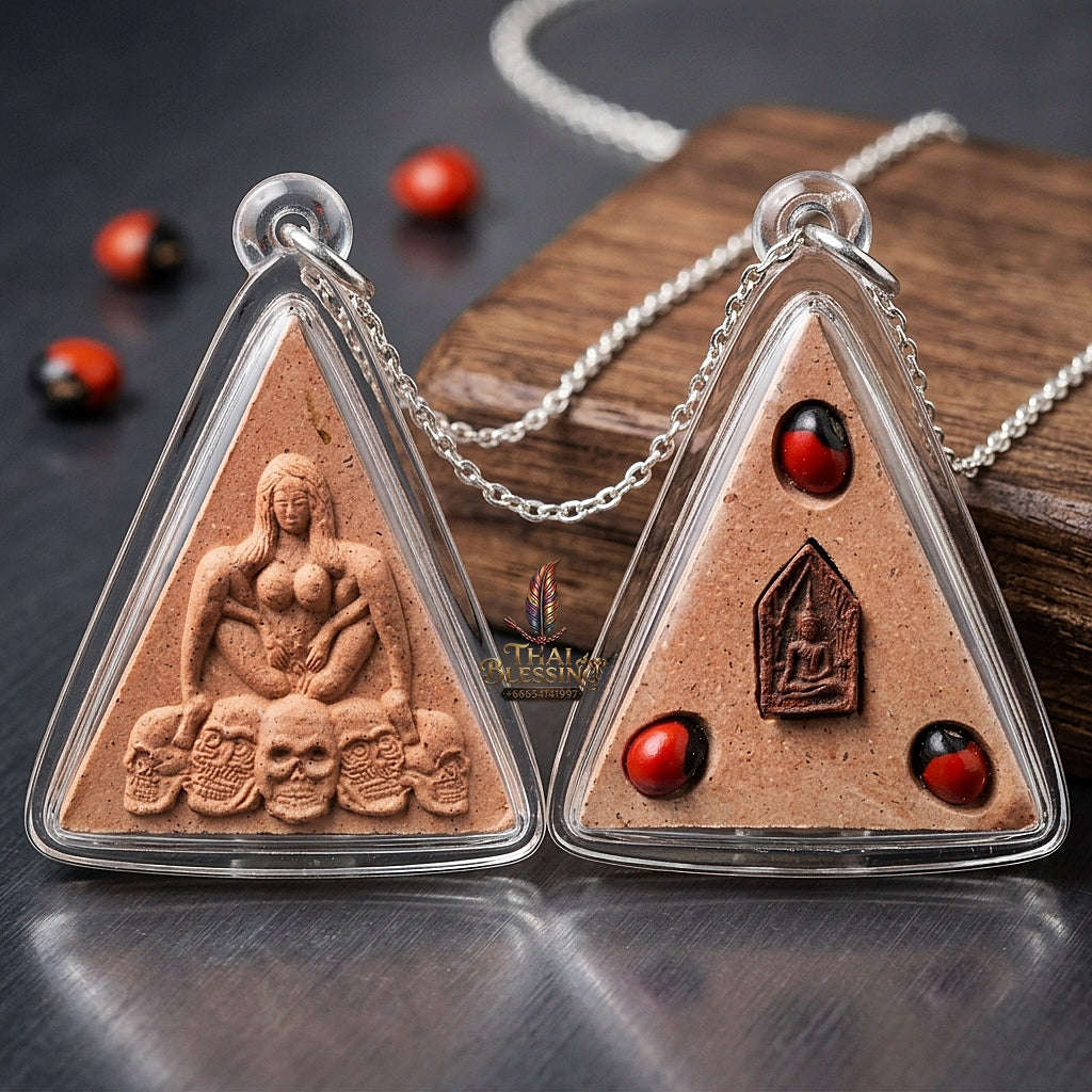 Mae Per Thai Amulet Protection talisman good luck charm spiritual Charm Embedded Khun Phaen Relic Pink Sacred Charm Herb Thai Blessing Co By RURUECHA