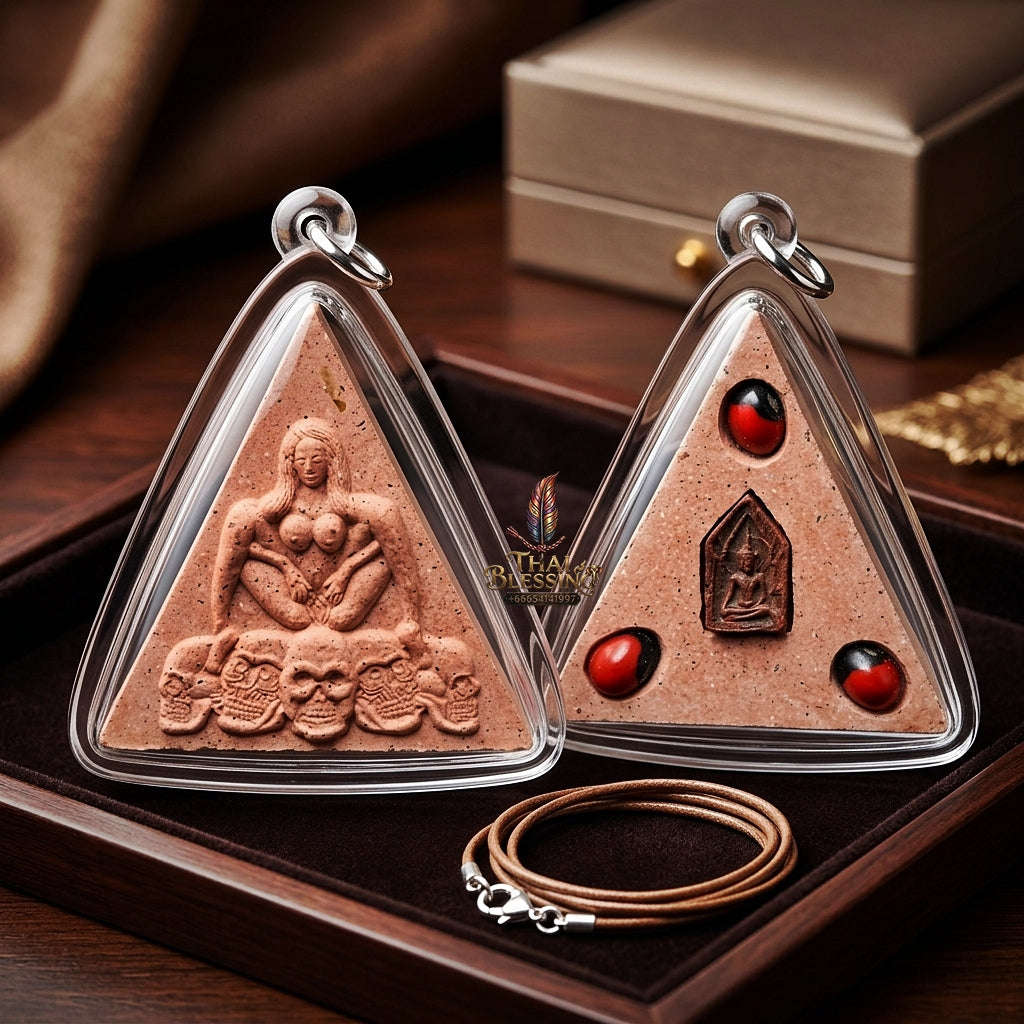 Mae Per Thai Amulet Protection talisman good luck charm spiritual Charm Embedded Khun Phaen Relic Pink Sacred Charm Herb Thai Blessing Co By RURUECHA
