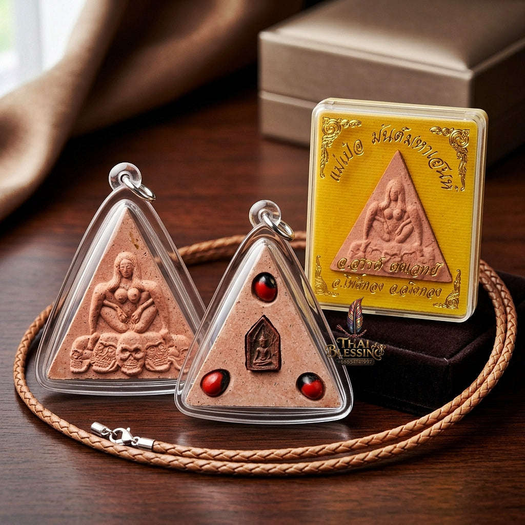 Mae Per Thai Amulet Protection talisman good luck charm spiritual Charm Embedded Khun Phaen Relic Pink Sacred Charm Herb Thai Blessing Co By RURUECHA