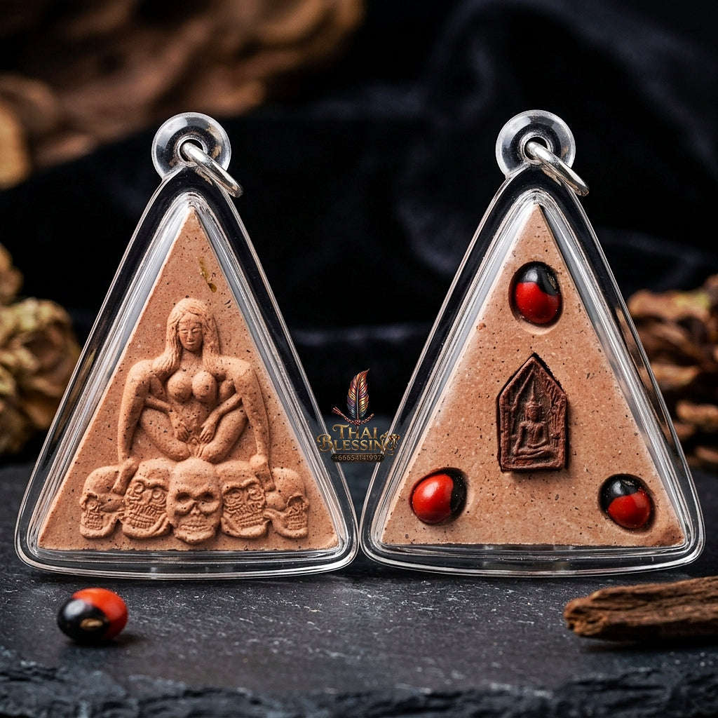 Mae Per Thai Amulet Protection talisman good luck charm spiritual Charm Embedded Khun Phaen Relic Pink Sacred Charm Herb Thai Blessing Co By RURUECHA