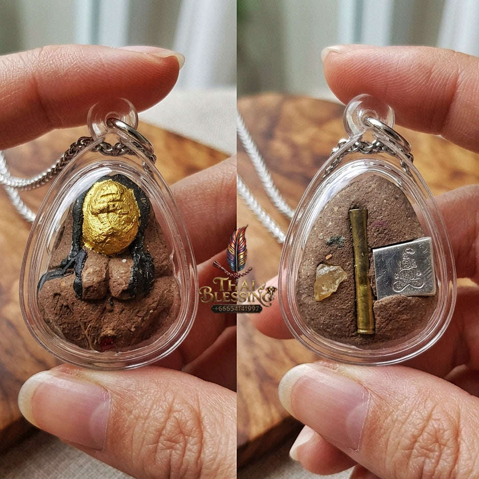 Mae Per Thai Amulet Protection talisman good luck charm spiritual jewelry Sacred Mae Per Na Kham Gold Face Hypnotic Charm Northern Lanna Sorcery Thai Blessing Co By RURUECHA