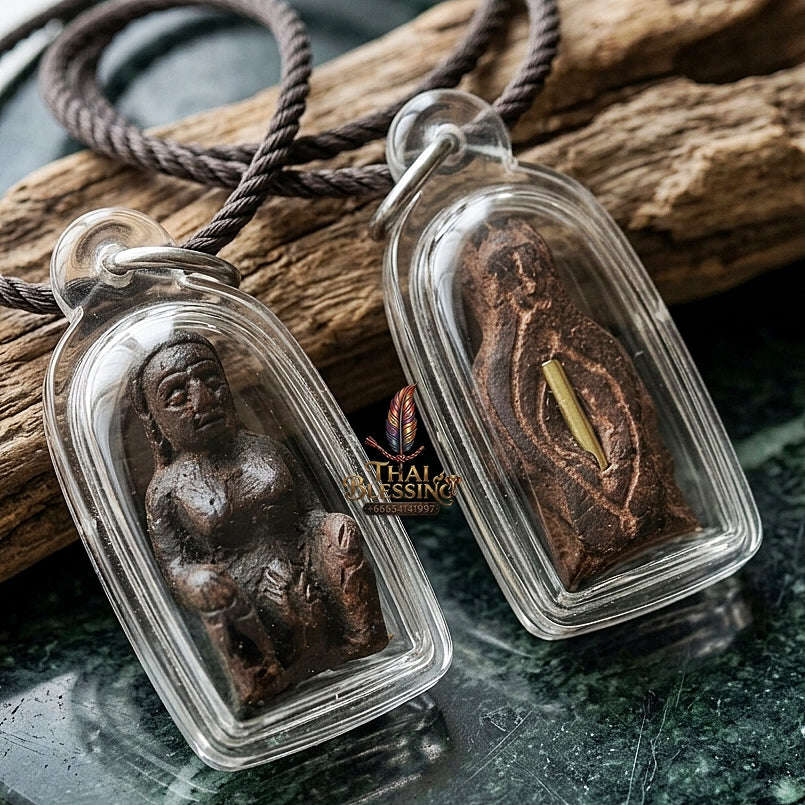Mae Per Thai Amulet Protection talisman good luck charm spiritual jewelry Sacred Mae Per Primordial Charm Black Phrai Sacred Spirit Matrix Thai Blessing Co By RURUECHA