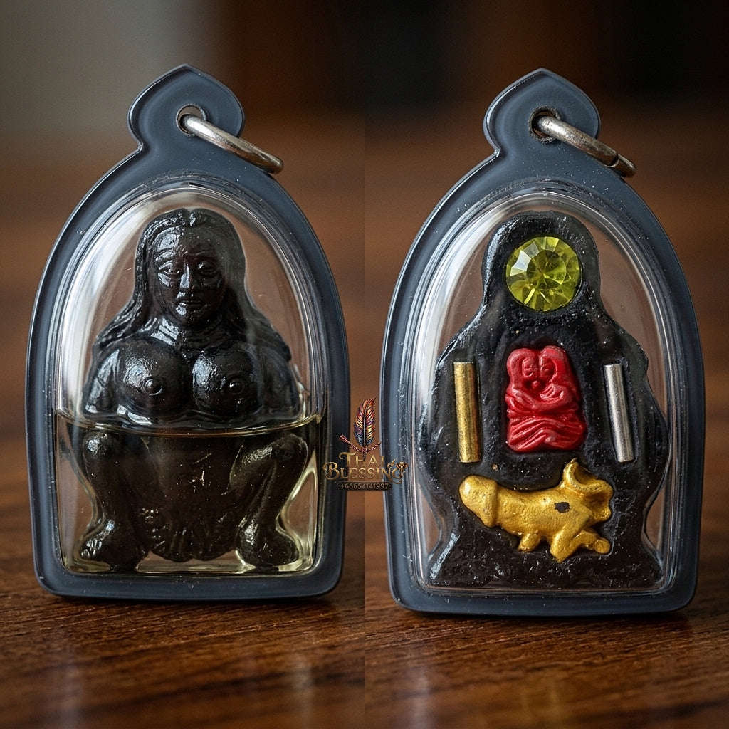 Mae Per Thai Amulet Protection talisman good luck charm spiritual jewelry Sacred Mae Per Primordial Charm Cased in Charm Oil Sacred Attraction Thai Blessing Co By RURUECHA
