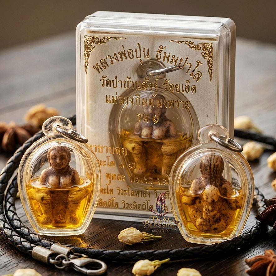 Mae Per Thai Amulet Protection talisman good luck charm spiritual jewelry Sacred Mae Per Primordial Charm Cased in Charm Oil Thai Blessing Co By RURUECHA