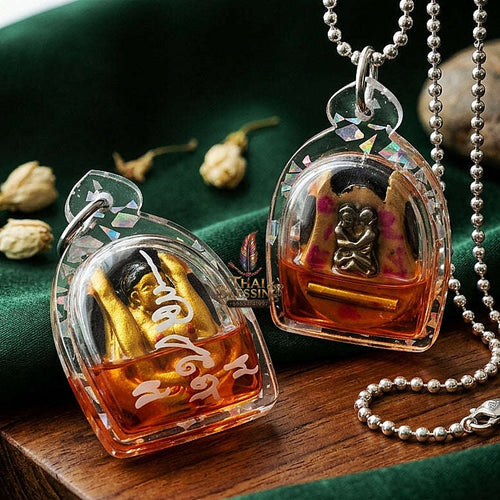 Mae Per Thai Amulet Protection talisman good luck charm spiritual jewelry Sacred Mae Per Primordial Charm Cased in Nang Phli Charm Oil Sacred Attraction Thai Blessing Co By RURUECHA