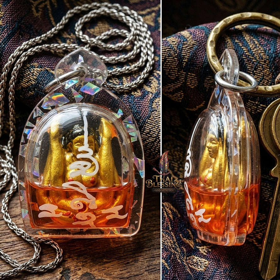 Mae Per Thai Amulet Protection talisman good luck charm spiritual jewelry Sacred Mae Per Primordial Charm Cased in Nang Phli Charm Oil Sacred Attraction Thai Blessing Co By RURUECHA
