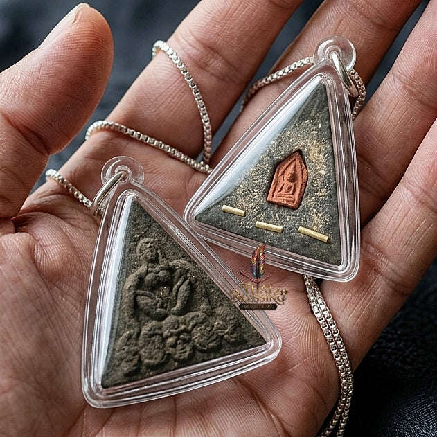 Mae Per Thai Amulet Protection talisman good luck charm spiritual jewelry Sacred Mae Per Primordial Charm Embedded Khun Phaen Relic Black Sacred Charm Herb Thai Blessing Co By RURUECHA