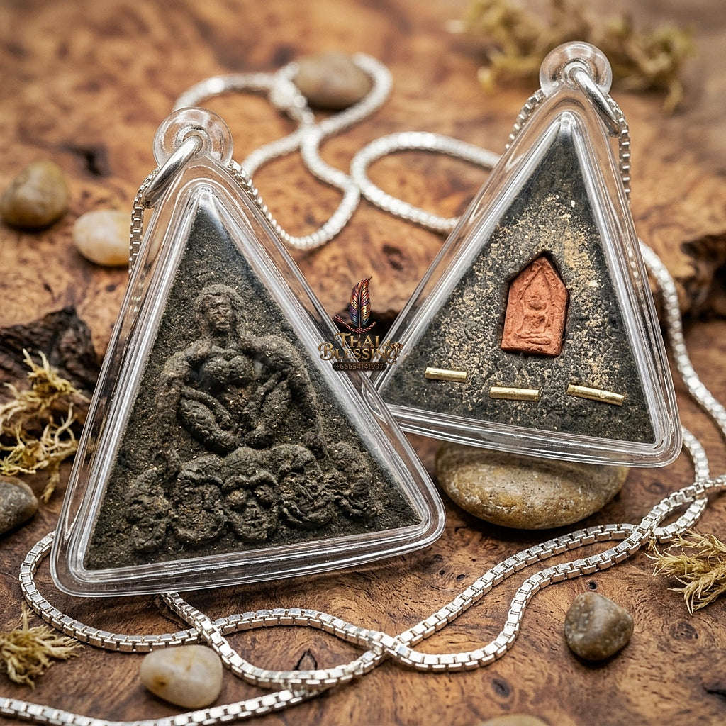 Mae Per Thai Amulet Protection talisman good luck charm spiritual jewelry Sacred Mae Per Primordial Charm Embedded Khun Phaen Relic Black Sacred Charm Herb Thai Blessing Co By RURUECHA