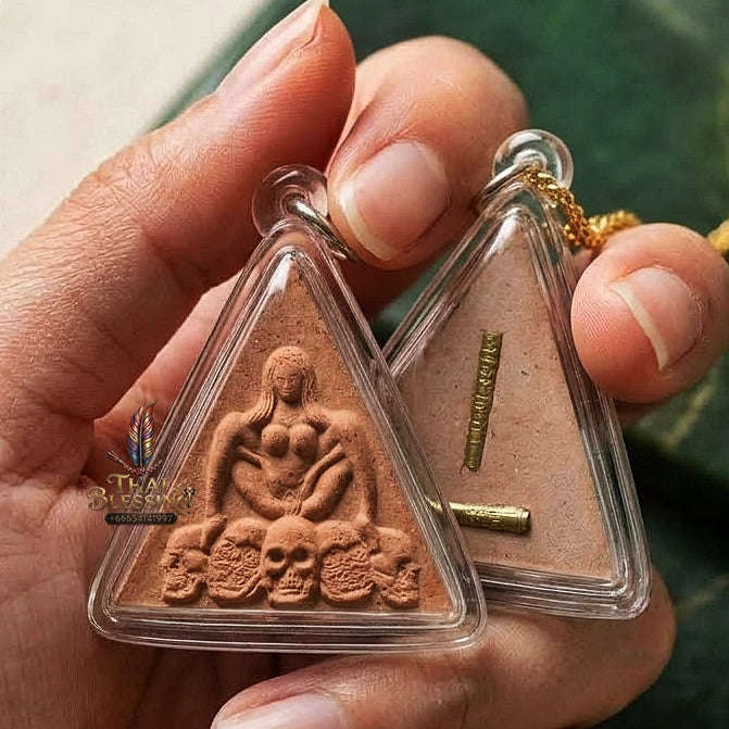 Mae Per Thai Amulet Protection talisman good luck charm spiritual jewelry Sacred Mae Per Primordial Charm Embedded Takrut Ngun Duang Maha Lap Thai Blessing Co By RURUECHA
