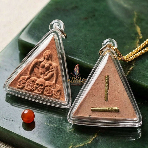 Mae Per Thai Amulet Protection talisman good luck charm spiritual jewelry Sacred Mae Per Primordial Charm Embedded Takrut Ngun Duang Maha Lap Thai Blessing Co By RURUECHA