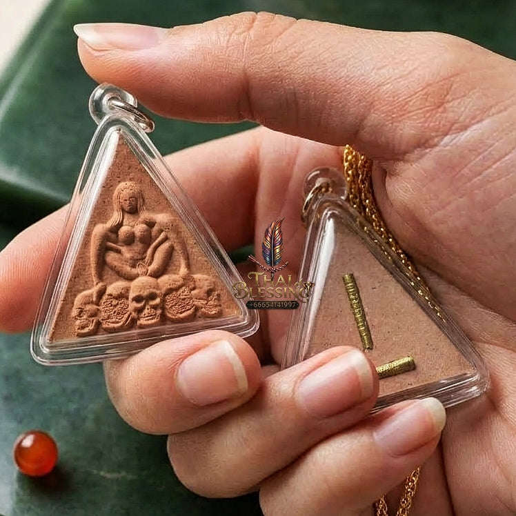Mae Per Thai Amulet Protection talisman good luck charm spiritual jewelry Sacred Mae Per Primordial Charm Embedded Takrut Ngun Duang Maha Lap Thai Blessing Co By RURUECHA