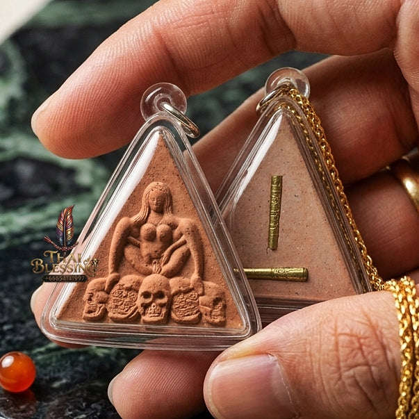 Mae Per Thai Amulet Protection talisman good luck charm spiritual jewelry Sacred Mae Per Primordial Charm Embedded Takrut Ngun Duang Maha Lap Thai Blessing Co By RURUECHA