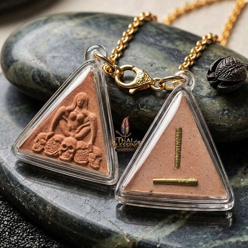Mae Per Thai Amulet Protection talisman good luck charm spiritual jewelry Sacred Mae Per Primordial Charm Embedded Takrut Ngun Duang Maha Lap Thai Blessing Co By RURUECHA
