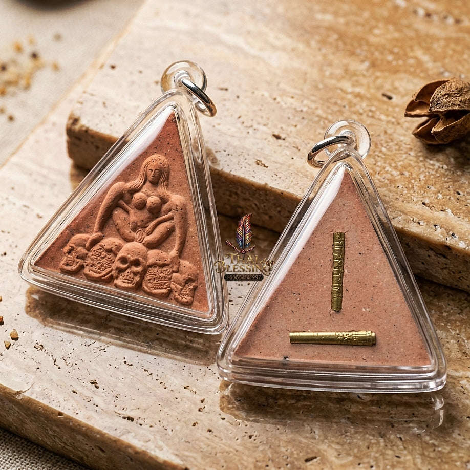 Mae Per Thai Amulet Protection talisman good luck charm spiritual jewelry Sacred Mae Per Primordial Charm Embedded Takrut Ngun Duang Maha Lap Thai Blessing Co By RURUECHA