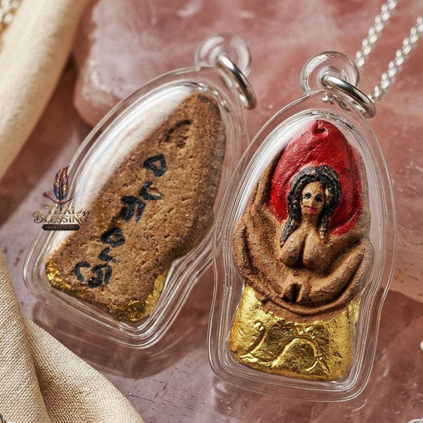 Mae Per Thai Amulet Protection talisman good luck charm spiritual jewelry Sacred Mae Per Primordial Charm Hand-Painted Lanna Sorcery Thai Blessing Co By RURUECHA