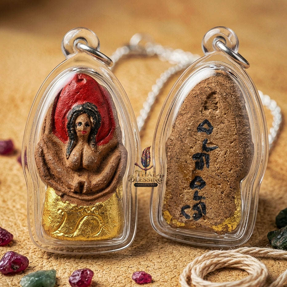 Mae Per Thai Amulet Protection talisman good luck charm spiritual jewelry Sacred Mae Per Primordial Charm Hand-Painted Lanna Sorcery Thai Blessing Co By RURUECHA