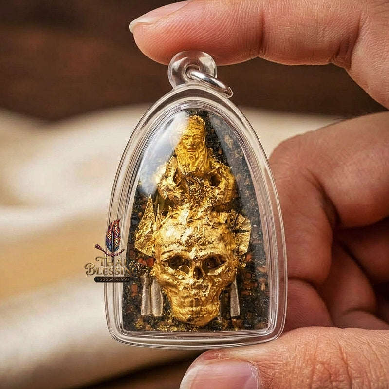 Mae Per Thai Amulet Protection talisman good luck charm spiritual jewelry Sacred Mae Per Primordial Charm Pak Di Vocal Persuasion Gold Leaf Embellished Thai Blessing Co By RURUECHA