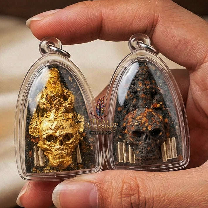 Mae Per Thai Amulet Protection talisman good luck charm spiritual jewelry Sacred Mae Per Primordial Charm Pak Di Vocal Persuasion Gold Leaf Embellished Thai Blessing Co By RURUECHA