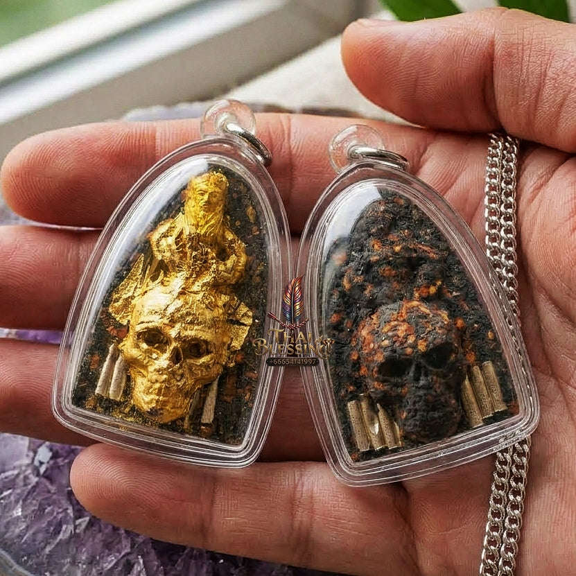 Mae Per Thai Amulet Protection talisman good luck charm spiritual jewelry Sacred Mae Per Primordial Charm Pak Di Vocal Persuasion Gold Leaf Embellished Thai Blessing Co By RURUECHA