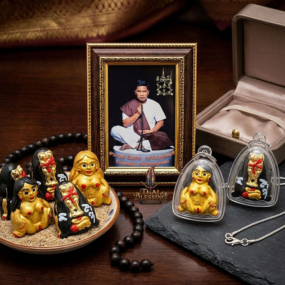 Mae Per Thai Amulet Protection talisman good luck charm spiritual jewelry Sacred Mae Per Primordial Charm Sacred Attraction Botanical Herbs