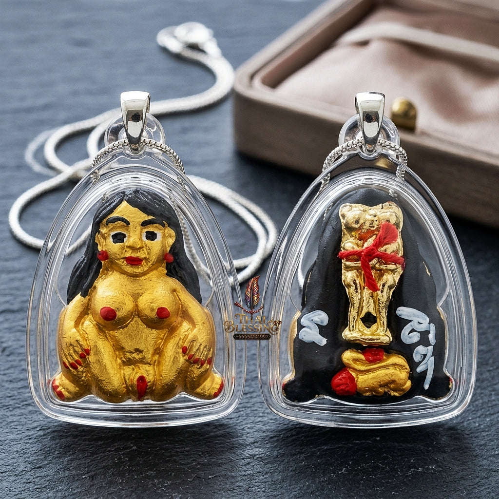 Mae Per Thai Amulet Protection talisman good luck charm spiritual jewelry Sacred Mae Per Primordial Charm Sacred Attraction Botanical Herbs