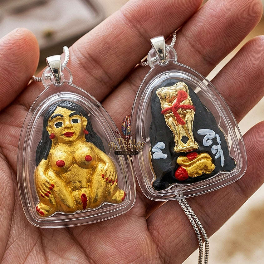 Mae Per Thai Amulet Protection talisman good luck charm spiritual jewelry Sacred Mae Per Primordial Charm Sacred Attraction Botanical Herbs