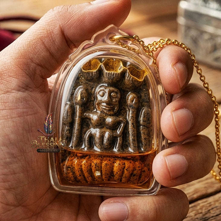 Mae Per Thai Amulet Protection talisman good luck charm spiritual jewelry Sacred Mae Per Primordial Earth Charm Cased in Charm Oil Muk Dam Sorcery Thai Blessing Co By RURUECHA