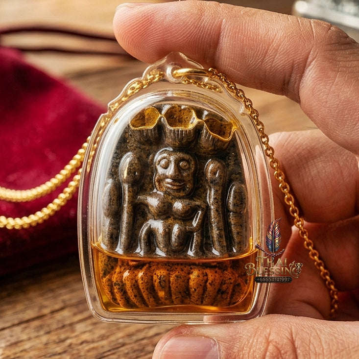 Mae Per Thai Amulet Protection talisman good luck charm spiritual jewelry Sacred Mae Per Primordial Earth Charm Cased in Charm Oil Muk Dam Sorcery Thai Blessing Co By RURUECHA