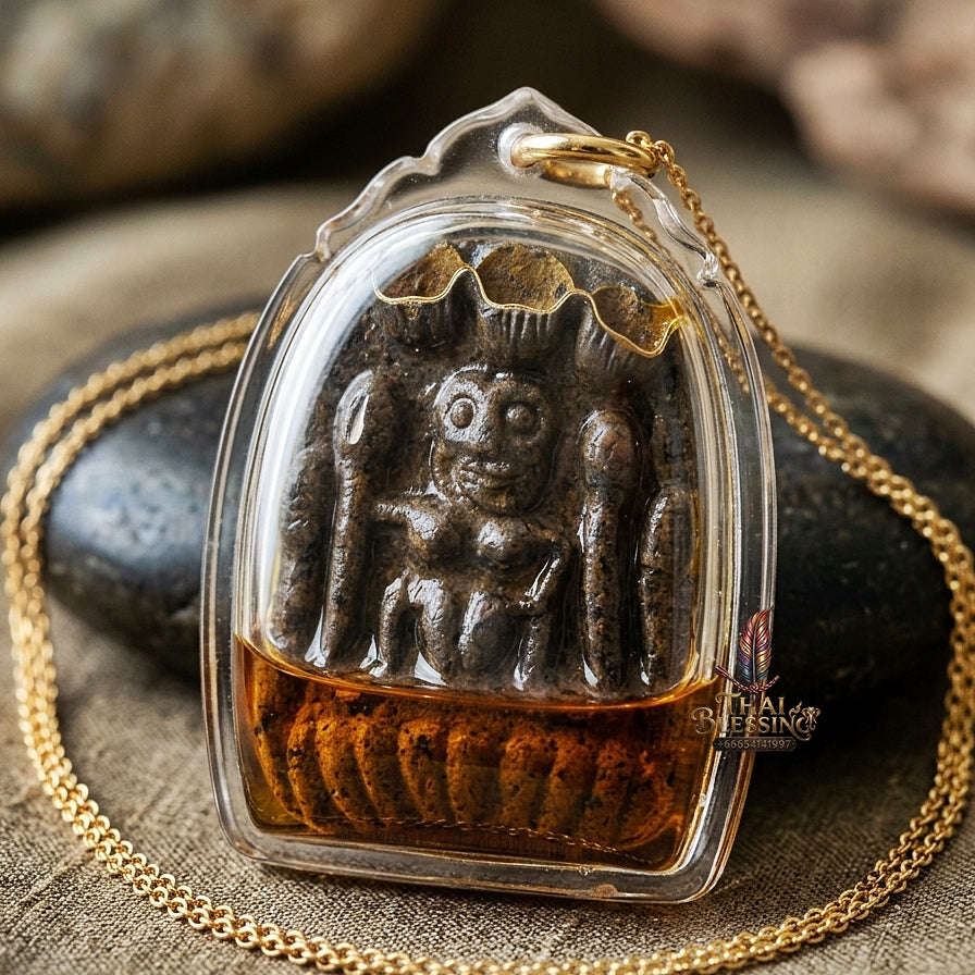 Mae Per Thai Amulet Protection talisman good luck charm spiritual jewelry Sacred Mae Per Primordial Earth Charm Cased in Charm Oil Muk Dam Sorcery Thai Blessing Co By RURUECHA