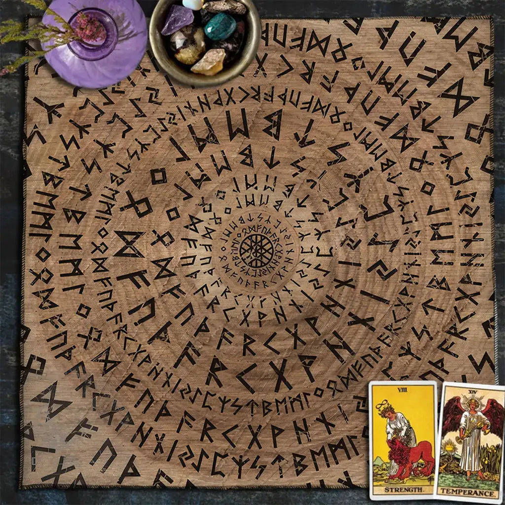 🧙‍♀️ Magic Runes Tarot Tablecloth – The Perfect Altar Cloth for Tarot, Oracle Cards & Witchy Decor