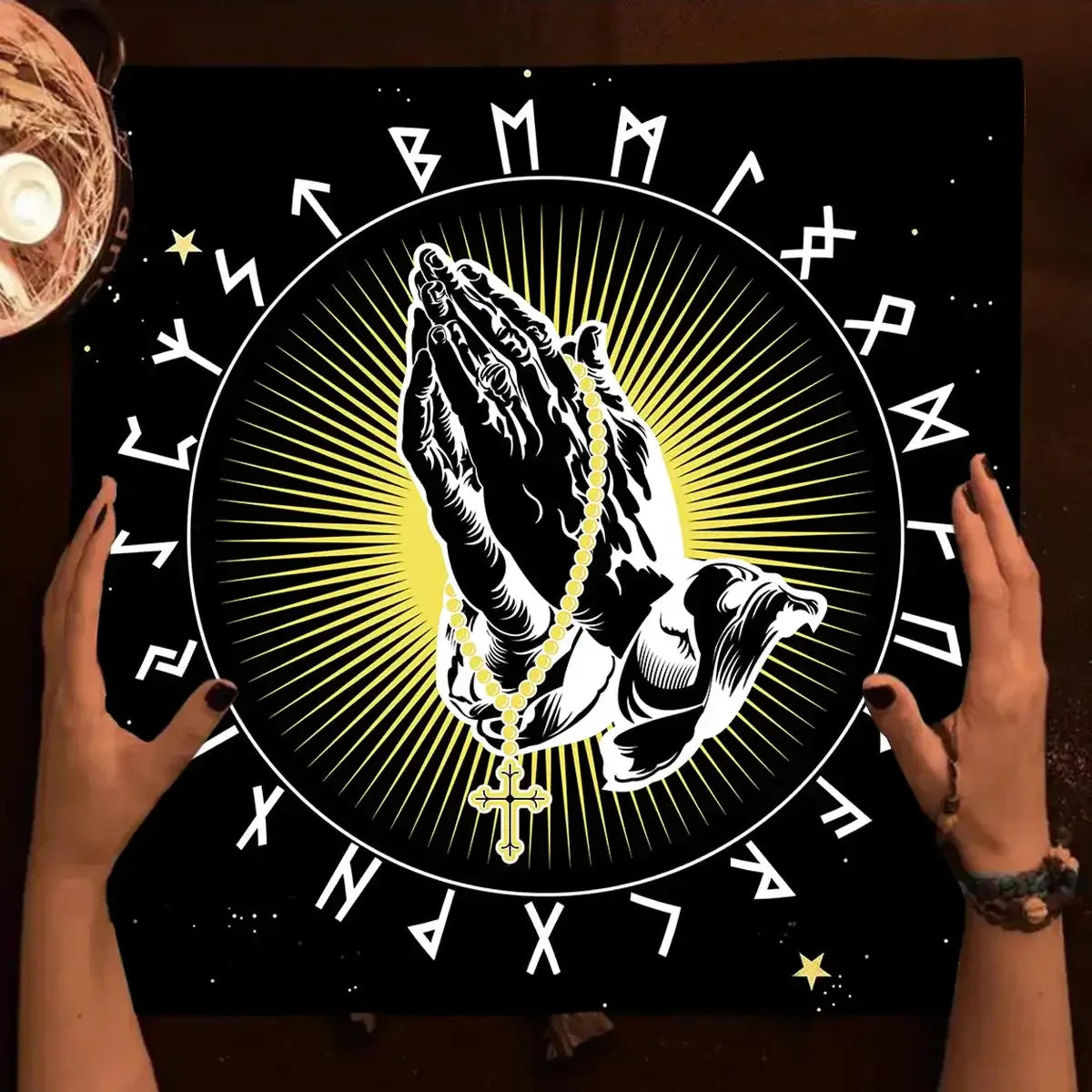 🧙‍♀️ Magic Runes Tarot Tablecloth – The Perfect Altar Cloth for Tarot, Oracle Cards & Witchy Decor TLB (754)