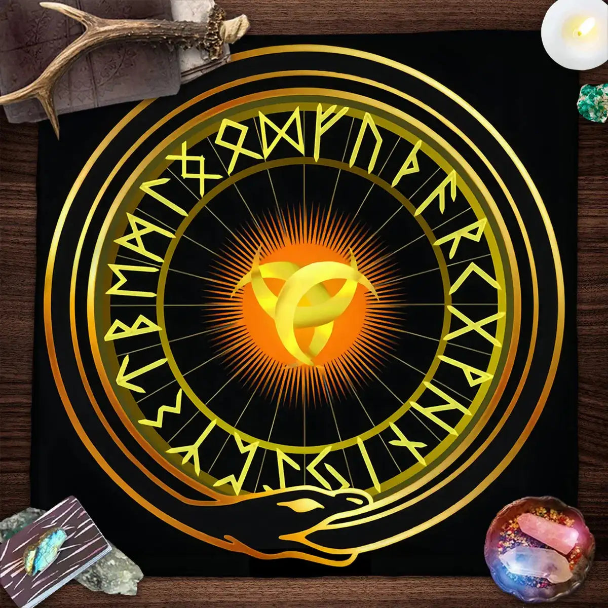 🧙‍♀️ Magic Runes Tarot Tablecloth – The Perfect Altar Cloth for Tarot, Oracle Cards & Witchy Decor TLB (686)