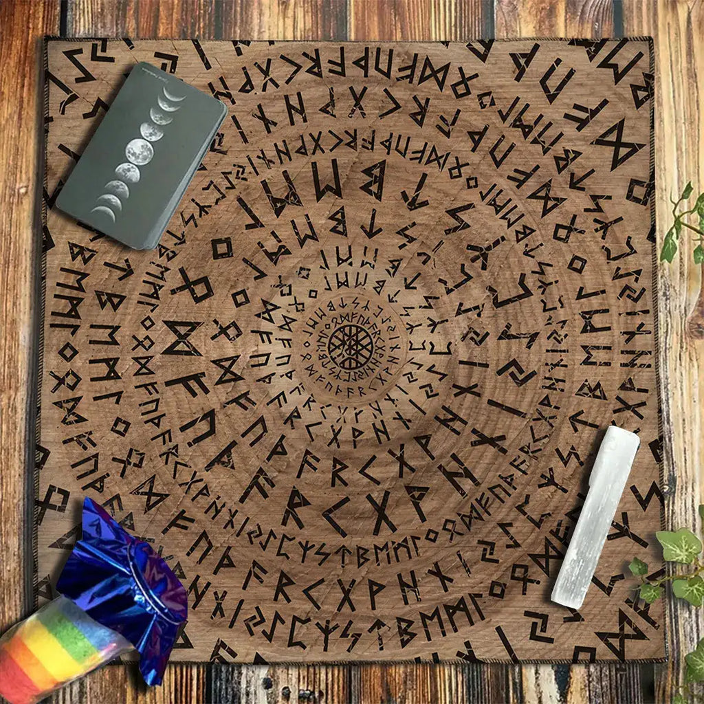 🧙‍♀️ Magic Runes Tarot Tablecloth – The Perfect Altar Cloth for Tarot, Oracle Cards & Witchy Decor