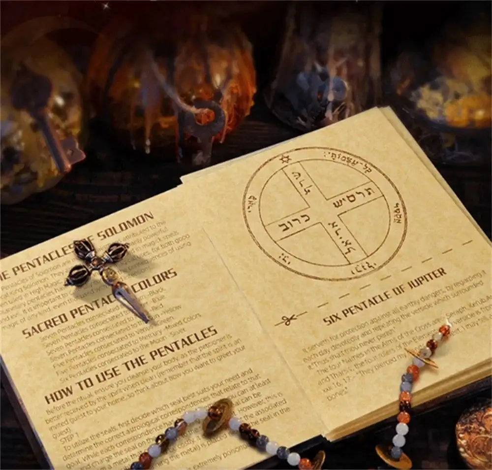 ✉️ Magic Solomon Seal Writing Paper Set – 46-Piece Blank Postcard Paper with Solomon Pentacle Print for Witchcraft