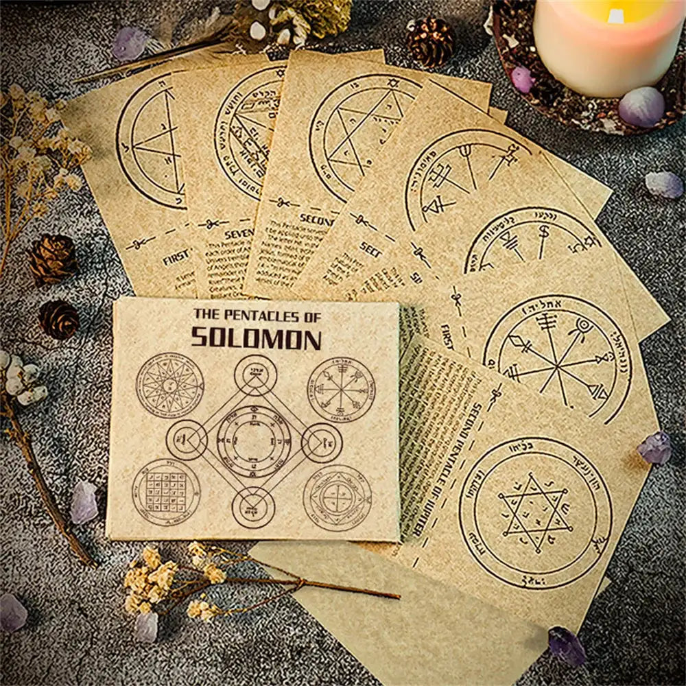 ✉️ Magic Solomon Seal Writing Paper Set – 46-Piece Blank Postcard Paper with Solomon Pentacle Print for Witchcraft