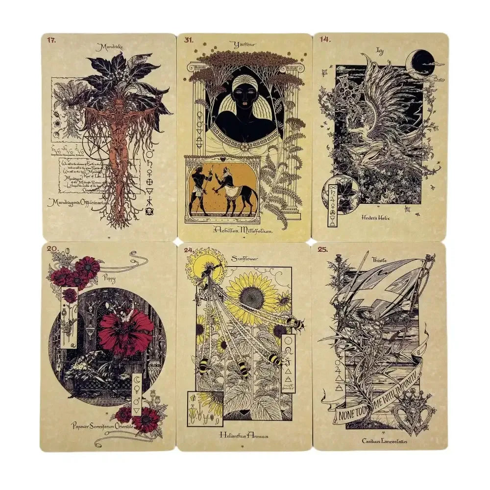Magickal Botanical Oracle Cards – 33-Card English Tarot Divination Edition with Board Game