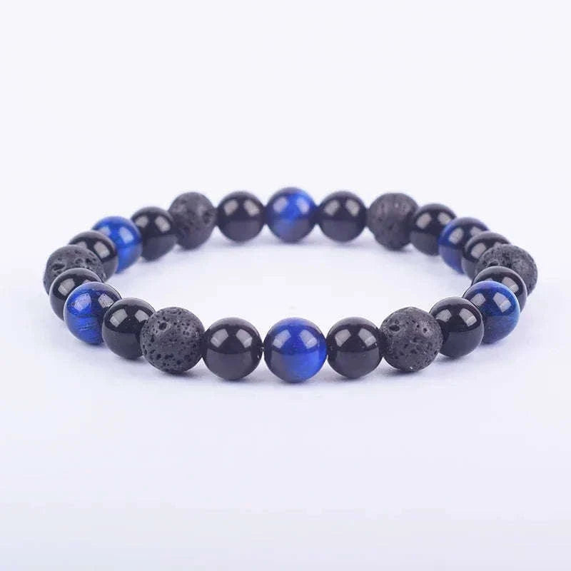 ✨ Magnetic Hematite, Tiger Eye & Obsidian Bracelet – Triple Protection Health Care Stainless Steel Bangle – Perfect Weight Loss Gift for Men & Women 21blue tiger eye