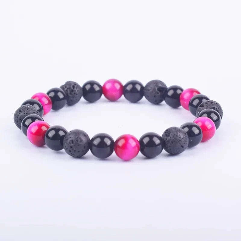 ✨ Magnetic Hematite, Tiger Eye & Obsidian Bracelet – Triple Protection Health Care Stainless Steel Bangle – Perfect Weight Loss Gift for Men & Women 20rose red tiger eye